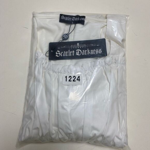 Scarlet Darkness Women’s White Ruffle Long Sleeve Renaissance Lolita Blouse Sz L - Picture 8 of 9